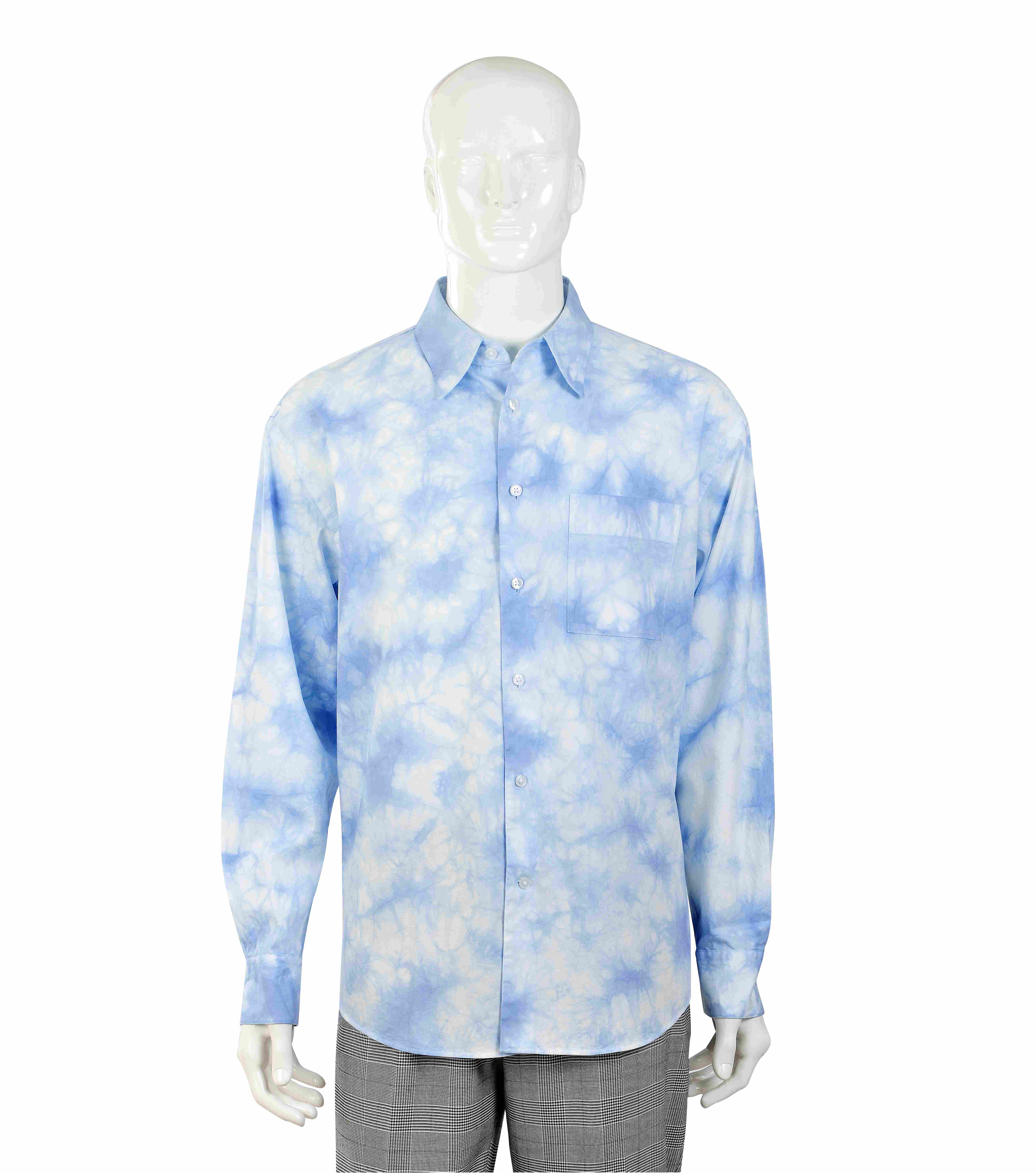Men's tie-dye long-sleeved fashionable woven shirt
